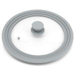 TOPULORS Universal Lid for Pots, Pans and Skillets, Tempered Glass with Silicone Rim Fits All 9 to 11 Inch Diameter Cookware, Frying Pan Cover, Replacement Lid, Dishwasher Safe, Grey