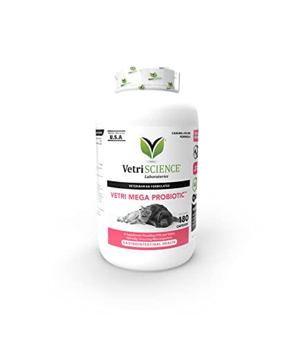 31cPa-5fLDL.jpg VetriScience Vetri Mega Probiotic and Prebiotic for Dogs and Cats, 180 Capsules - Digestive Relief - Easy to Give Capsules - GI Support - Image 1