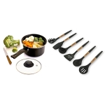 Silicone Cooking Utensils Set (6 pcs) Natural Wood Kitchen Utensils – Eco Friendly & BPA Free, Non Scratch & Non Stick Easy Grip Cooking Tools And Best Kitchen Gadgets Tools for Cookware - Image 2