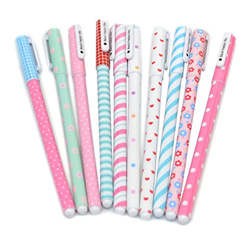 415LhQihjCS.jpg Fluent Writting Pen, 10 Pcs 0.38 mm 10 Color Black Ink Rolling Ball Cute Gel Ink Pen for Student and School Office Supplies (A) - Image 1
