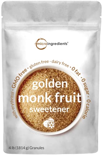 41D83AdeYBL.jpg Golden Monk Fruit Sweetener with Erythritol, 4 Pounds - No After Taste - Brown Sugar Substitute, Keto Diet Friendly, Zero Calorie, Natural Sweetener for Drinks, Coffee, Tea, Cookies, No-GMO, Vegan - Image 1