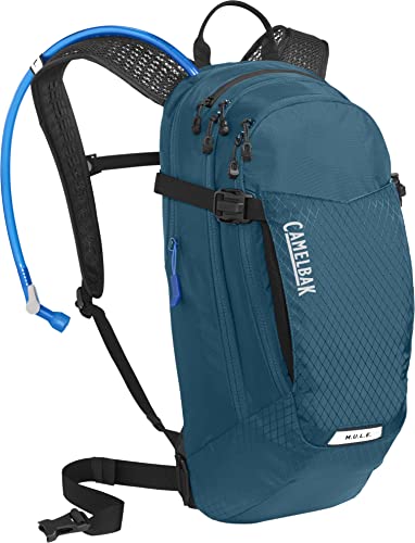 41D9QLaUFRL.jpg CamelBak M.U.L.E. 12 Mountain Biking Hydration Pack - Easy Refilling Hydration Backpack - Magnetic Tube Trap 100oz, Moroccan Blue/Black - Image 1