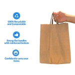 Reli. Paper Grocery Bags w/Handles (100 Pcs, Bulk)(12"x7"x14") Large Paper Grocery Bags, Shopping Bags w/Handles - Heavy Duty 57 Lbs Basis - Takeout/To Go Bags, Retail Bags, Brown Kraft Paper Bags - Image 6