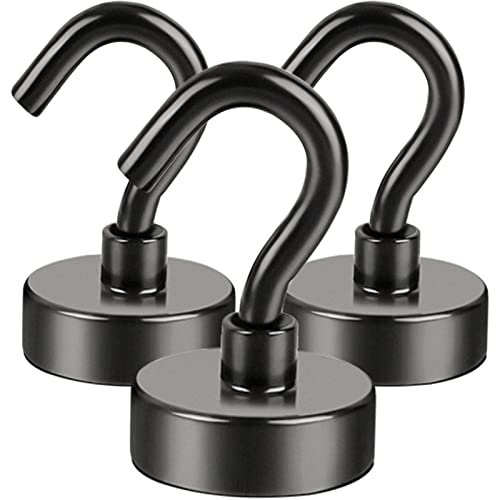 41Y5lHz2ySL.jpg DIYMAG Black Magnetic Utility Hooks, 25Lbs Heavy Duty Rare Earth Neodymium Magnet Hooks with Nickel Coating for Kitchen, Cruise, Classroom, Workplace, Office and Garage etc, Pack of 3 - Image 1