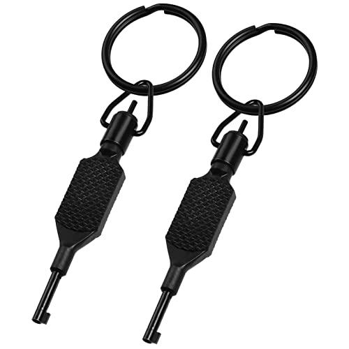 41ZosOhyHAL.jpg Flat Knurled Swivel Key, Standard Handcuff Key with Detachable Keyring, Black- 2 PACK - Image 1