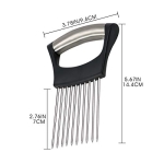 1PCS Onion Holder Slicer, 2PCS Finger Guard, Holder Slicer Vegetable For Onion, Tomato, Lemon, Meat, Onion Cutting Tool Stainless Steel Cutting Kitchen Gadgets - Image 3
