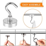 MIKEDE Magnetic Hooks Heavy Duty, 25Lbs Neodymium Magnets with Hooks for Refrigerator, 10Pcs Strong Cruise Hooks for Hanging, Magnetic Hanger for Grill, Toolbox, Storage - Image 4