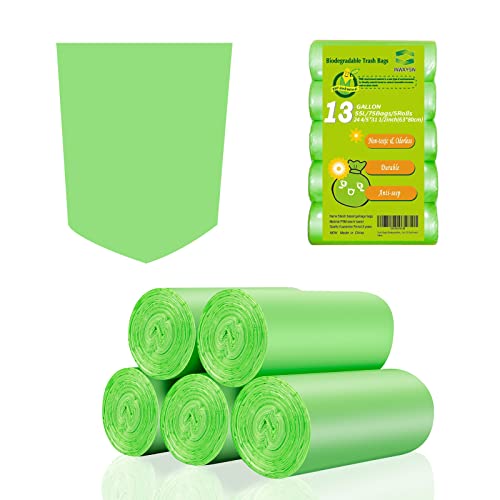 41l0EtKNsCL.jpg Trash Bags 13 Gallon Tall Kitchen Garbage Bags, Inwaysin Recycle Bags, Biodegradable Trash Bags, 75 Bags, Green - Image 1