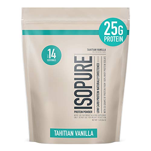 41p7qjvsLIL.jpg Isopure Protein Powder, Whey Protein Isolate Powder, 25g Protein, Low Carb & Keto Friendly, Naturally Sweetened & Flavored, Flavor: Tahitian Vanilla, 1 Pound - Image 1