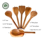 VERY NITTY Very Beautiful Kitchen Utensil Set, 7pc Wooden Cooking Utensils, Spoons and Spatula Set with Spoon Rest. Wood Kitchen Gadgets, Tools and Supplies for Cooking, Baking, Mixing and Salad Bowl - Image 7