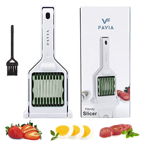 41tEk-pCFlL.jpg FAVIA Egg Slicer for Hard Boiled Eggs Mushroom Strawberry Cherry Tomato Kiwi Fruit with 9 Stainless Steel Blades Multipurpose Handy Kitchen Gadgets BPA Free Dishwasher Safe (Pastel Green) - Image 1