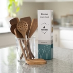 VERY NITTY Very Beautiful Kitchen Utensil Set, 7pc Wooden Cooking Utensils, Spoons and Spatula Set with Spoon Rest. Wood Kitchen Gadgets, Tools and Supplies for Cooking, Baking, Mixing and Salad Bowl - Image 8