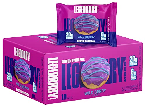 511X-KedBaL.jpg Legendary Foods High Protein Snack Wild Berry Sweet Roll | 20 Gr Pure Protein Bar Alternative | Low Carb Food | Low Sugar and Gluten Free Keto Breakfast Snacks | Healthy Wild Berry Flavored Rolls (10-pack) - Image 1