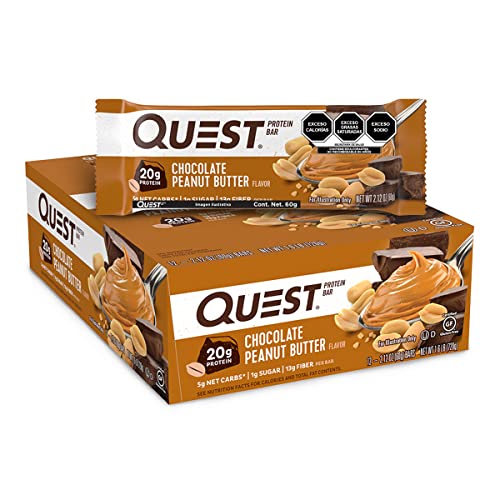 5133J9fpvkL.jpg Quest Nutrition Protein Bar, Chocolate Peanut Butter, 2.12 Ounce, 12 Count - Image 1
