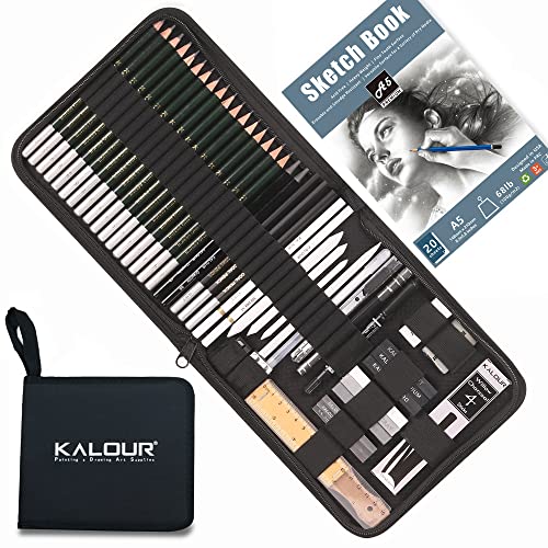 513tzcmyT5L.jpg KALOUR 54-Pack Sketch Drawing Pencils Kit with Sketchbook,Include Graphite,Charcoal Pencils and Artists Tools,Pro Art Drawing Supplies for Adults Kids Beginners,ideal for Sketching Shading - Image 1