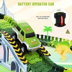 Dinosaur Toys-187 Pcs Create A Dinosaur World Road Race-Flexible Track Playset & 2 Pcs Cool Dinosaur Car for 3 4 5 6 Year & Up Old Boy Girls Best Gift - Image 4