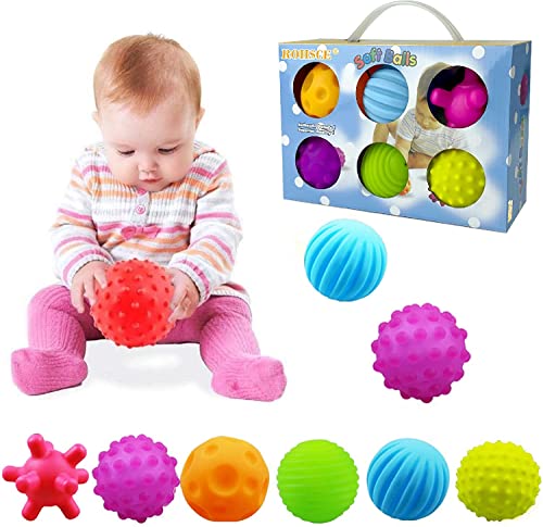 51IUypnfWxL.jpg ROHSCE Baby Textured Multi Sensory Toys Massage Ball Gift Set BPA Free for Toddlers 1-3 Soft Balls Montessori Infant Baby Toys 6 to 12 Months 6 Pack - Image 1