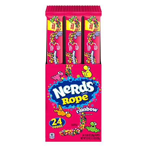 51J7ULNYK4L.jpg Nerds Rope Gummy & Crunchy Rainbow Candy, 0.92 oz, 24 ct - Image 1