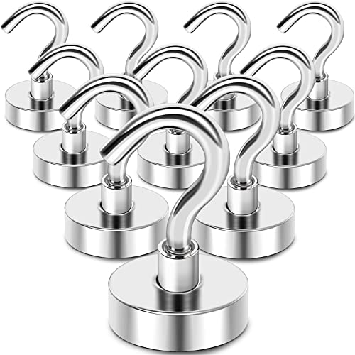51JWn8JL0eL.jpg MIKEDE Magnetic Hooks Heavy Duty, 25Lbs Neodymium Magnets with Hooks for Refrigerator, 10Pcs Strong Cruise Hooks for Hanging, Magnetic Hanger for Grill, Toolbox, Storage - Image 1