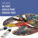 U.S. Art Supply 11.8" X 19.8" Extra Large Wooden Oval-Shaped Artist Painting Palette with Thumb Hole - Wood Paint Color Mixing Tray - Easy Clean, Mix Acrylic, Oil, Watercolor - Image 3