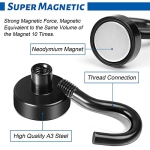 DIYMAG Black Magnetic Utility Hooks, 25Lbs Heavy Duty Rare Earth Neodymium Magnet Hooks with Nickel Coating for Kitchen, Cruise, Classroom, Workplace, Office and Garage etc, Pack of 3 - Image 7