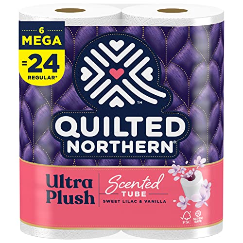 51dh7YVHXL.jpg Quilted Northern Ultra Plush® Toilet Paper with Sweet Lilac & Vanilla Scented Tube, 6 Mega Rolls, 3-Ply Bath Tissue - Image 1