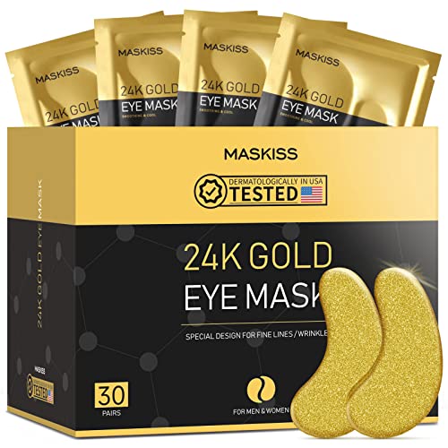 51h4jNhSV0L.jpg Maskiss 30-Pairs 24K Gold Under Eye Patches, Eye Mask, Eye Patches for Puffy Eyes, Eye Masks for Dark Circles and Puffiness, Collagen Skin Care Products - Image 1