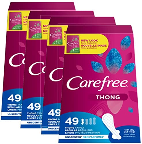 51qccUHniNL.jpg Carefree Acti-Fresh Thong Panty Liner Unscented, Regular, 49ct (Pack of 4) - Image 1