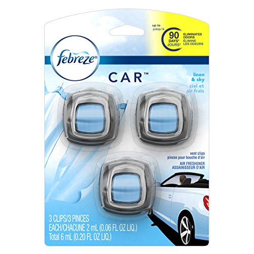 51uLVOPVqDL.jpg Febreze Car Vent Clips Linen and Sky Air Freshener, 0.04 Pound - Image 1