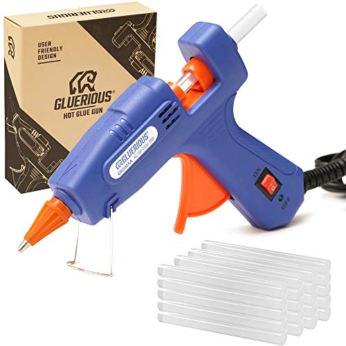 51vtaT4yE4L.jpg Gluerious Mini Hot Glue Gun with 30 Glue Sticks for Crafts School DIY Arts Home Quick Repairs, 20W, Blue - Image 1