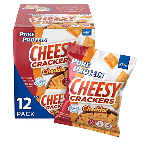 51yw0N38fBL.jpg Pure Protein Cheesy Crackers, Cheddar, High Protein Snack, 12G Protein, 1.34 oz, 12 Count - Image 1