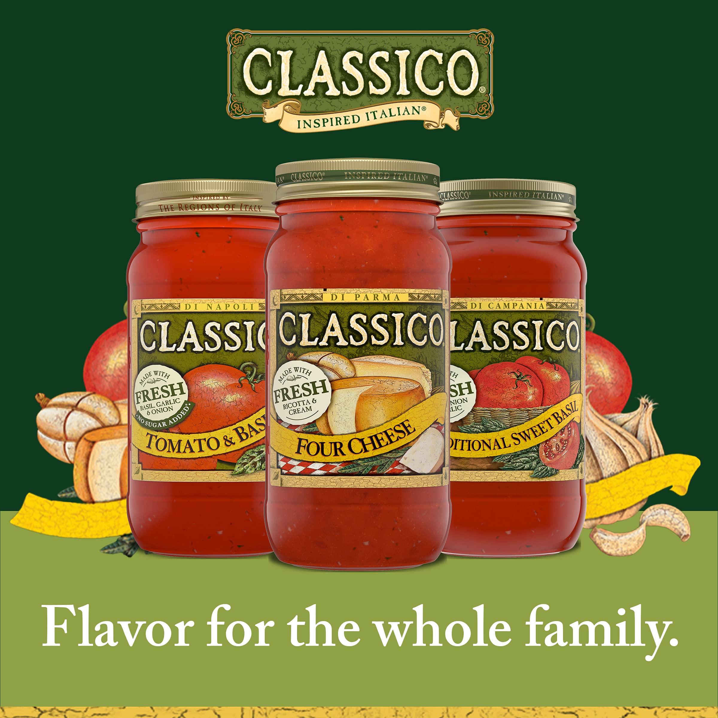 91NvSCRxQtS.jpg Classico Four Cheese Tomato Spaghetti Pasta Sauce (24 oz Jar) - Image 1